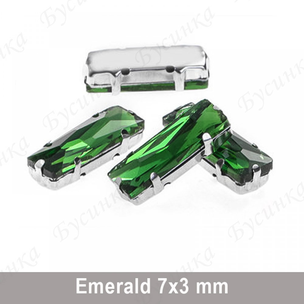 Стразы в цапах Прямоугольник "Emerald" 7х3мм