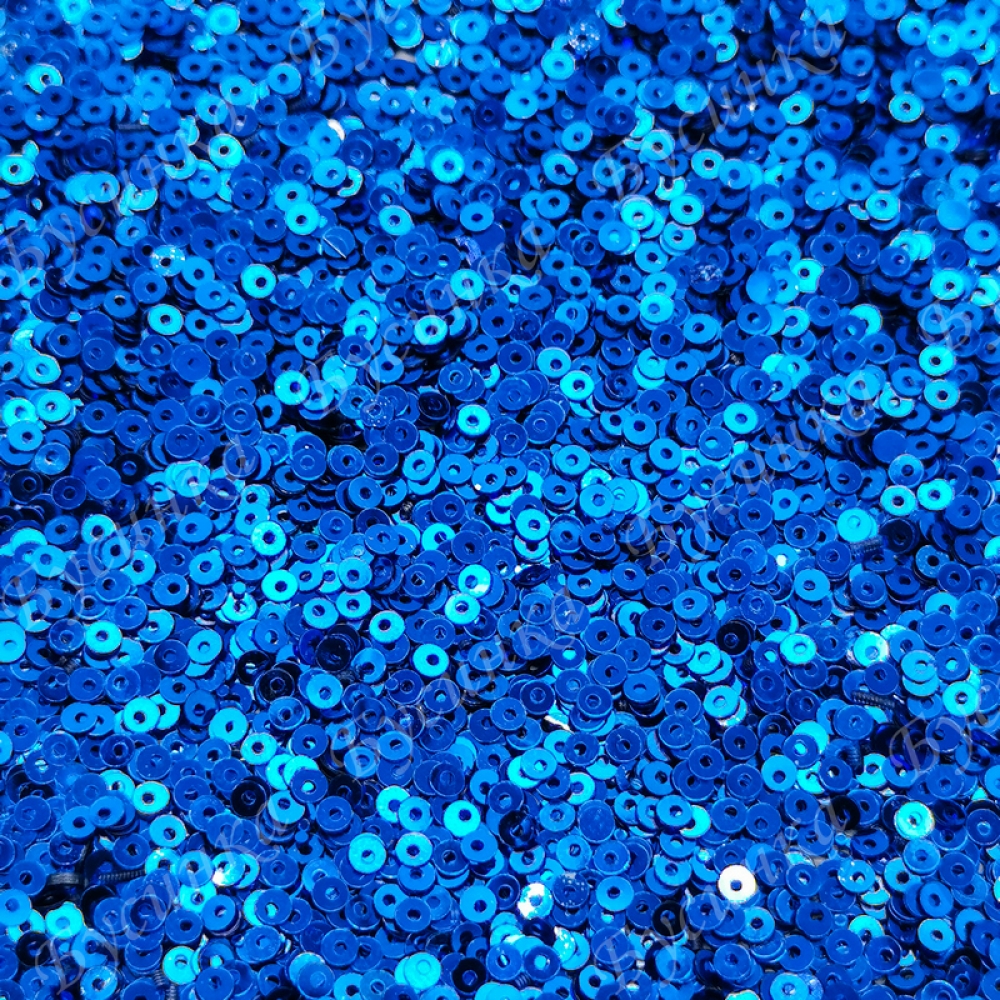 Пайетки 2 мм. Цвет: Синий металлик, 2,5 гр.