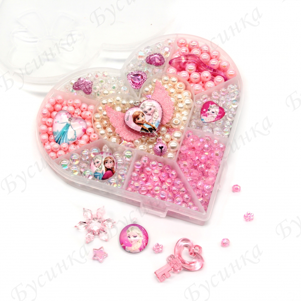 Набор бусин "Холодное Сердце" с кулонами и кристаллами для детского творчества