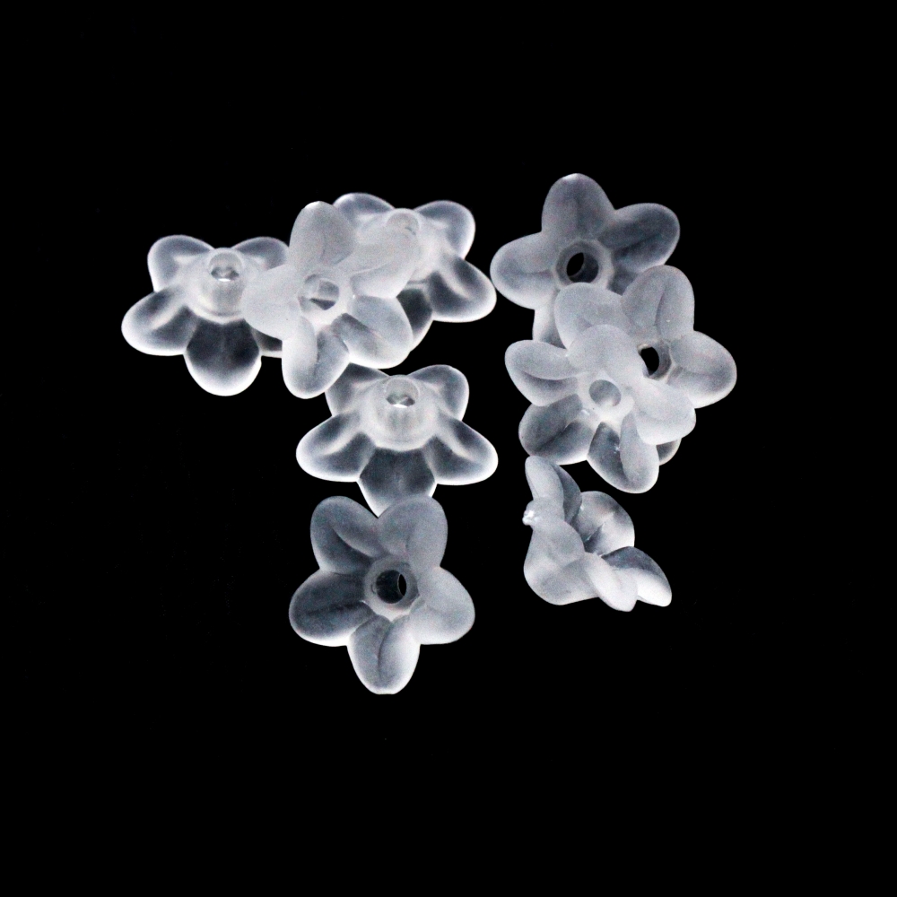Бусины-Цветок Лилии акрил. 10х4 мм., Цвет: Белый матовый