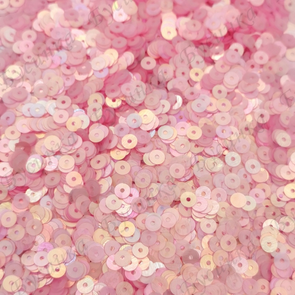 Пайетки 4 мм. Цвет: Розовый сатин с отливом, 2,5 гр.