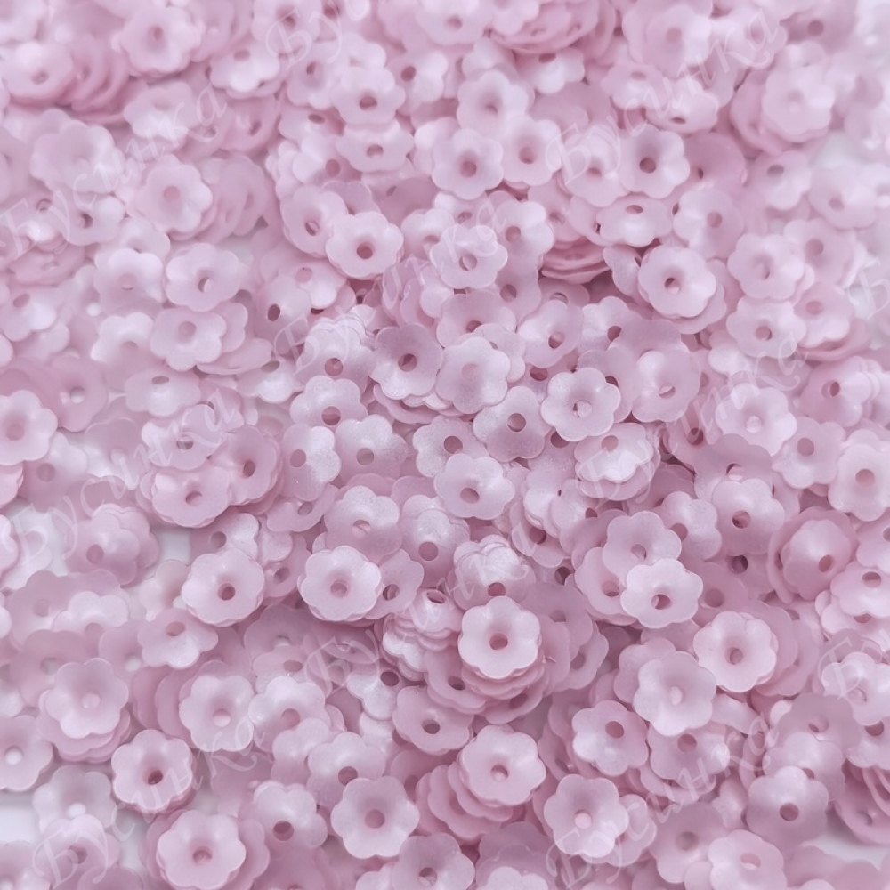 Пайетки 7 мм. Цветок Цвет: Сиренево-Розовый сатин, 2,5 гр.