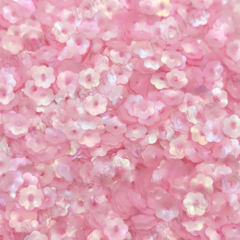Пайетки 7 мм. Цветок Цвет: Розовый сатин с отливом, 2,5 гр.