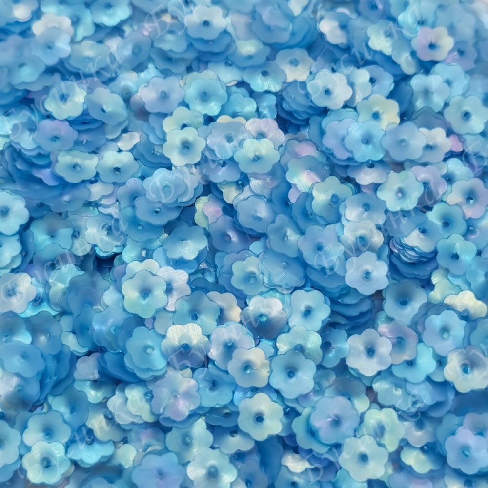 Пайетки 7 мм. Цветок Цвет: Голубой сатин с отливом, 2,5 гр.