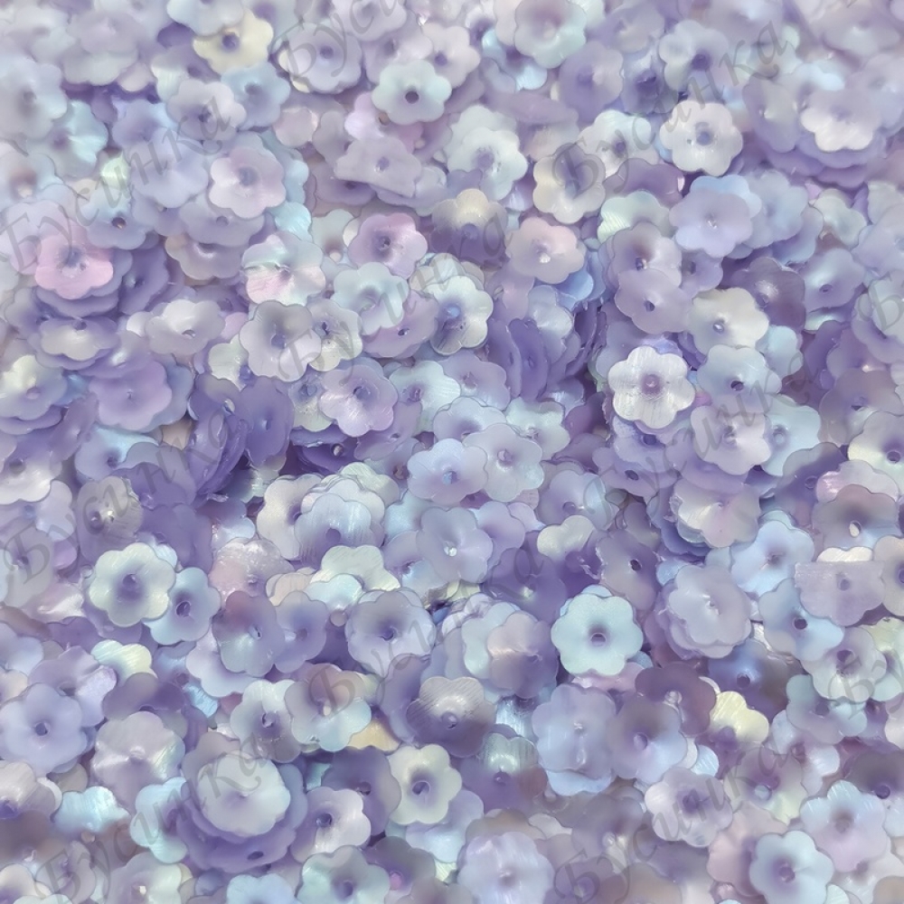 Пайетки 7 мм. Цветок Цвет: Фиолетовый сатин с отливом, 2,5 гр.