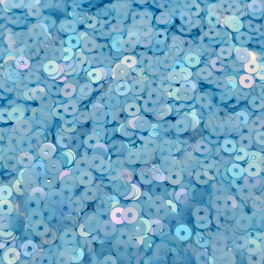 Пайетки 4 мм. Цвет: Голубой сатин с отливом, 2,5 гр.