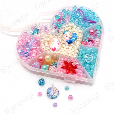 Набор бусин "Холодное Сердце" с кулонами и кристаллами для детского творчества