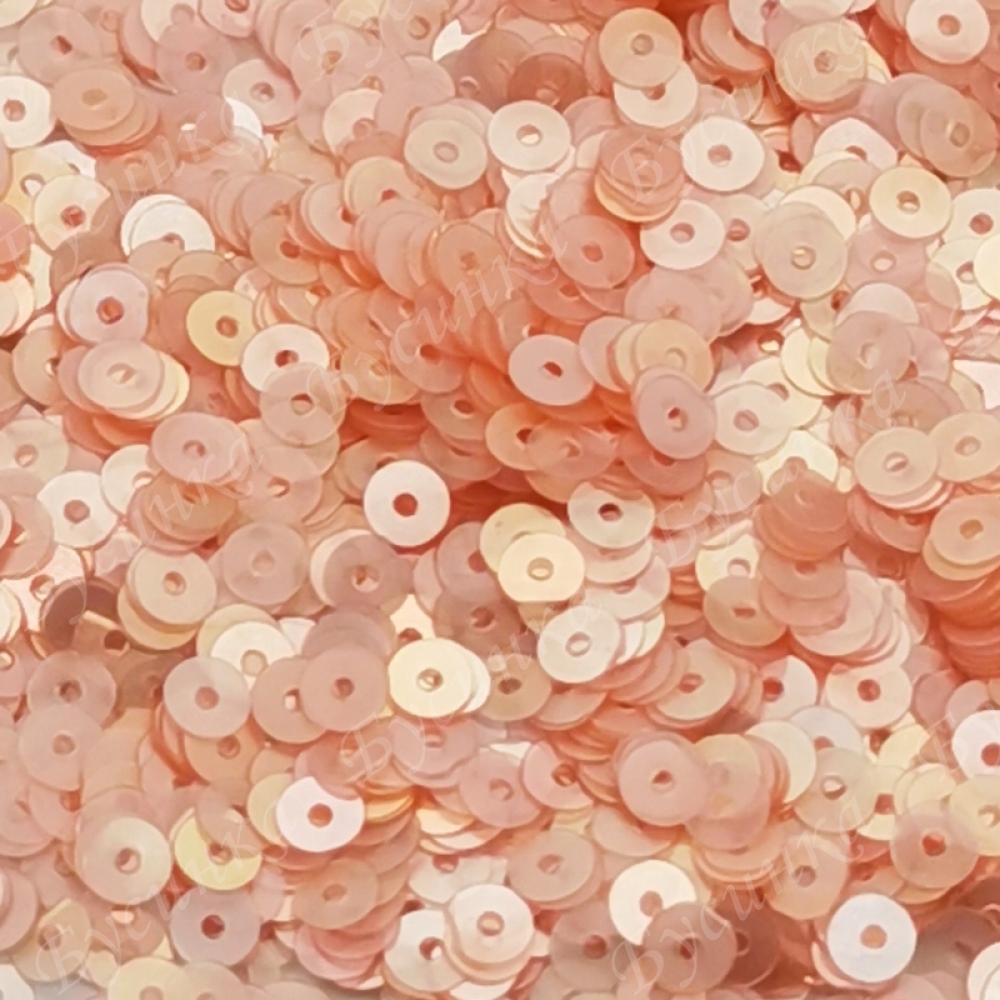 Пайетки 4 мм. Цвет: Розовый сатин с золотистымым отливом, 2,5 гр.
