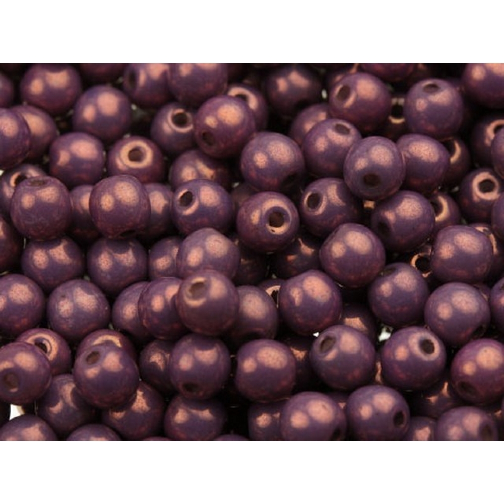 Круглые чешские бусины фиолетовые золотой глянец (02010/15726) 4мм, 10шт MK0009