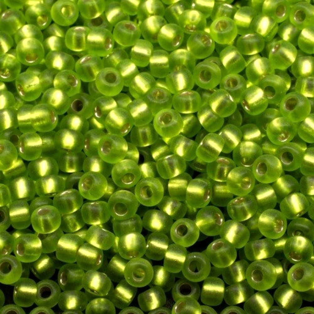 Бисер чешский Preciosa 10/0 57220m, Зеленый прозрачн. серебряная линия внутри, матовый, 50г