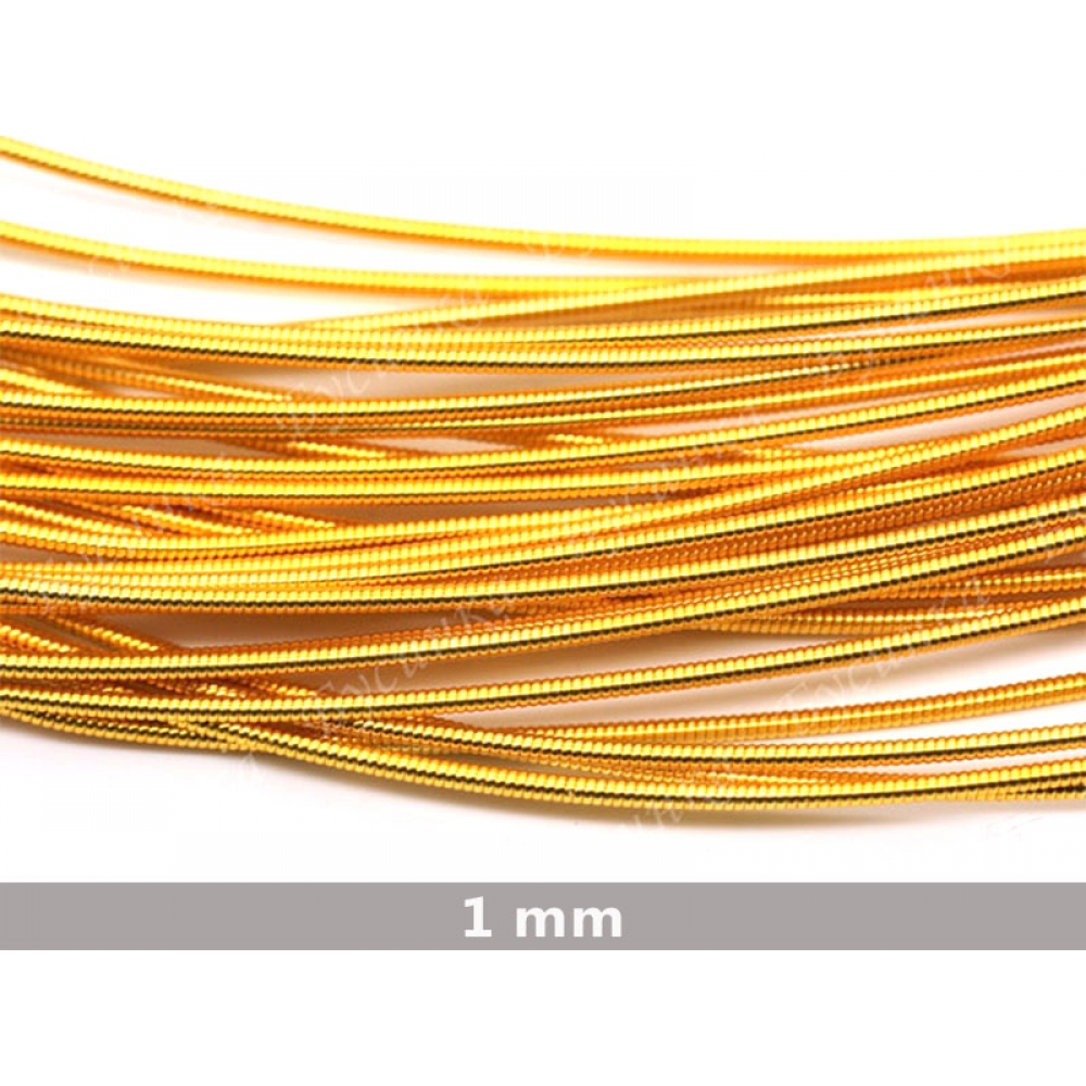 Канитель жёсткая Золото Яркое 1 мм. 3 г.~80 см