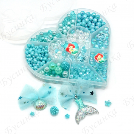 Набор бусин "Русалочка" с кулонами и кристаллами для детского творчества
