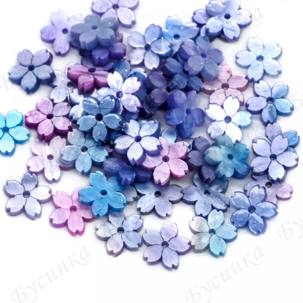 Бусины-Цветок акрил. 12 мм., Цвет: Фиолетовый под перламутр