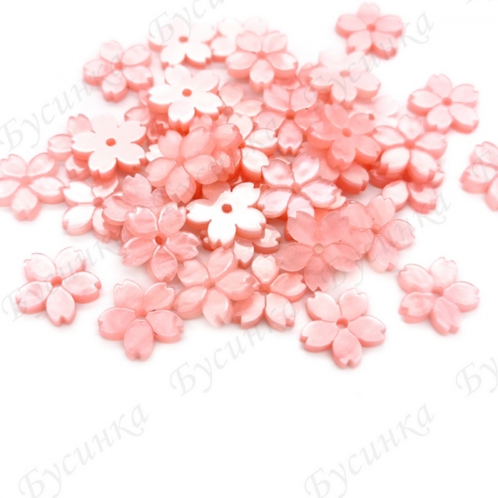 Бусины-Цветок акрил. 12 мм., Цвет: Розовый под перламутр