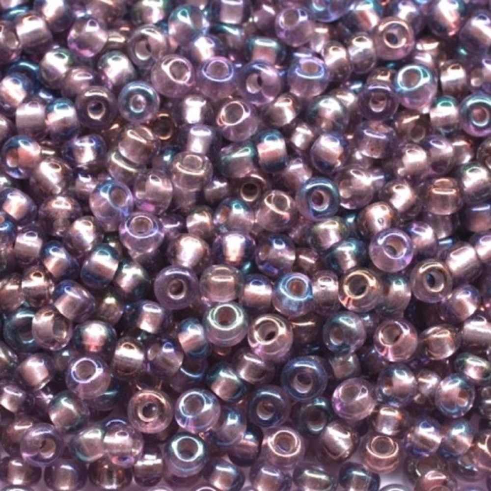 Бисер Preciosa 10/0 цв. 27019, Фиолетовый прозрачный радужный, серебряная полоса внутри