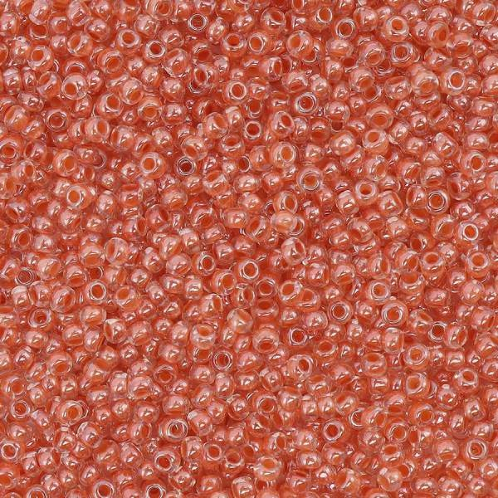 Бисер Preciosa 10/0 цв. 38889, Оранжевый прозрачный цветная линия внутри