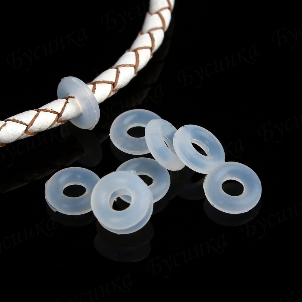 Кольца-стопперы для фиксации шармов на браслете/ силикон 6мм, Белые