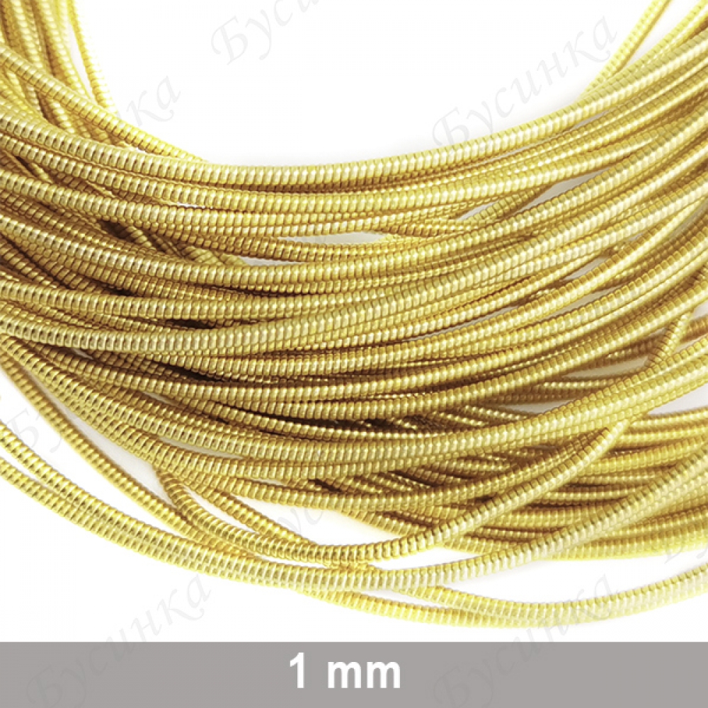 Канитель жёсткая Золото желтое светлое 1 мм. 3гр ~80 см