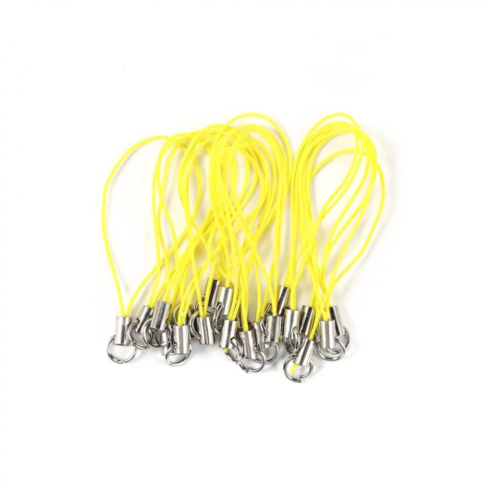 Шнурок для брелока без карабина, Цвет: шнурок-желтый, металл-серебро 2 шт.