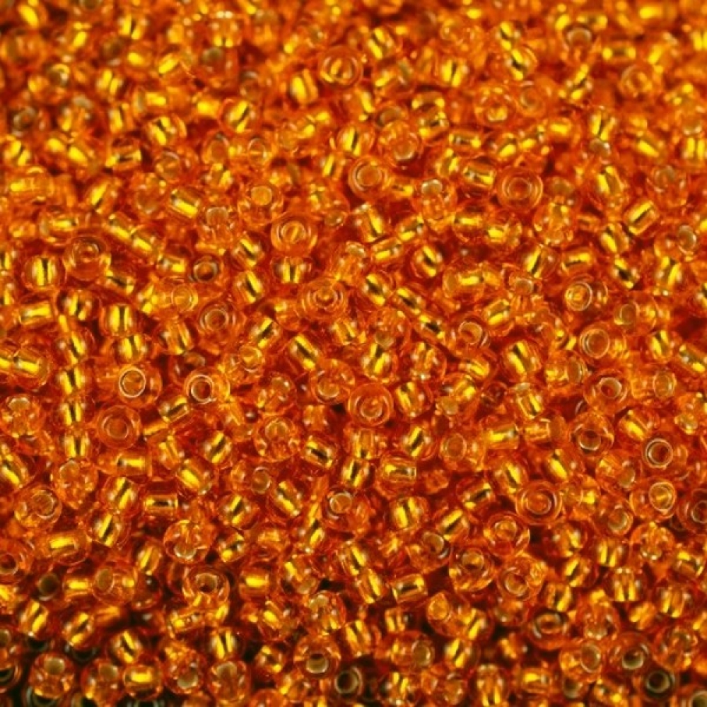 Бисер Preciosa 10/0 цв. 97000, Оранжевый прозрачнный серебряная линия внутри